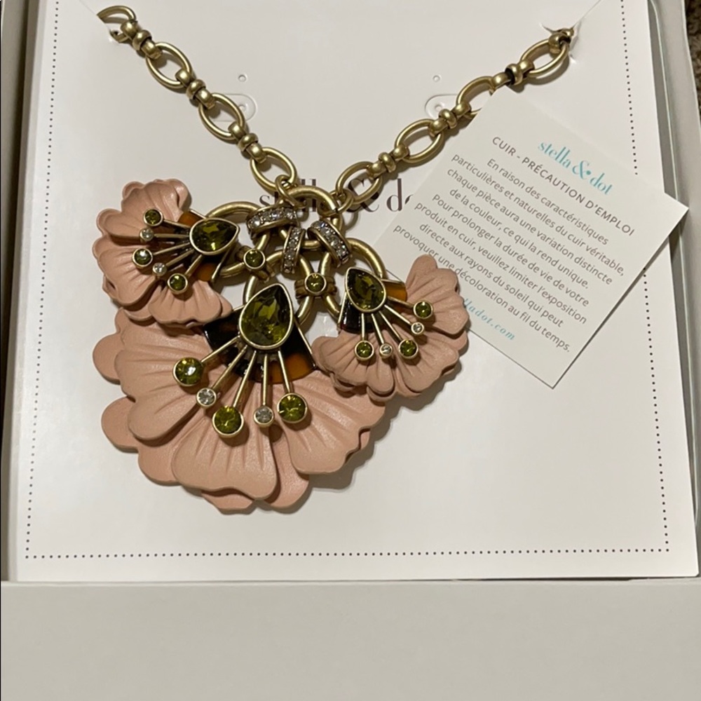 Stella and Dot pink leather Rory Necklace